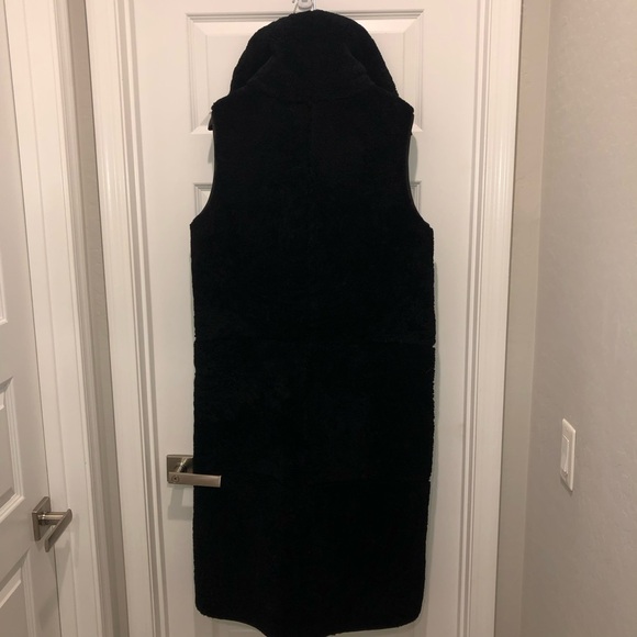 New Free People x Nicholas K Black Himalaya Sheep Fur Long Vest Coat Jacket sz M - Picture 12 of 16